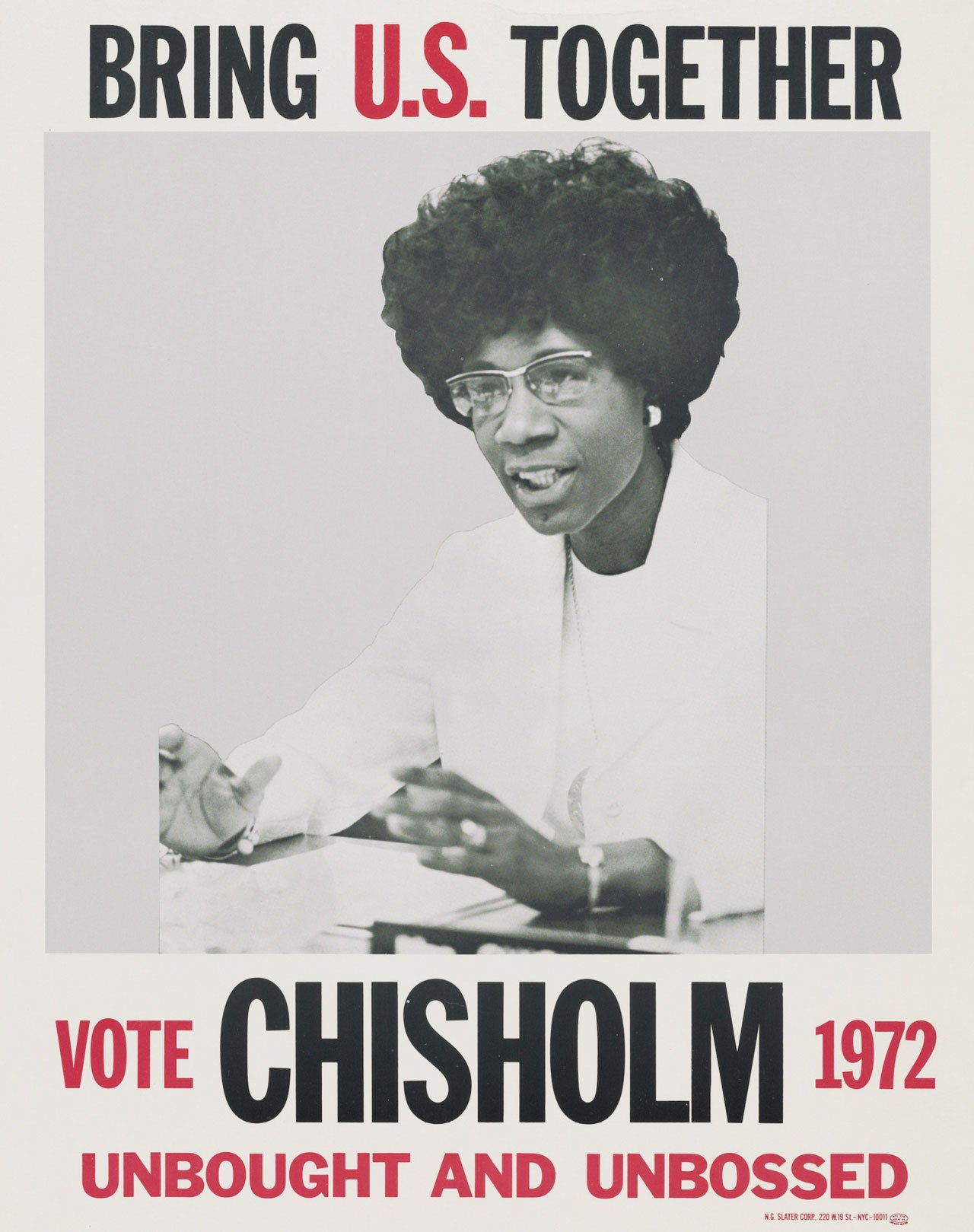 Affiche de Shirley Chisholm, candidate à l'élection présidentielle américaine de 1972 pour le parti démocrate.